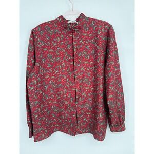VTG Country Suburban Womens Red Paisley Print Shirt Long Sleeve Button Up Sz 18